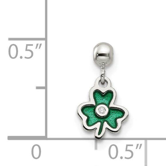 Mio Memento Sterling Silver Enamel with CZ Dangle Clover Charm - Picture 4 of 4